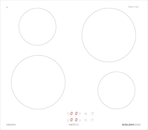 Glem Gas GTI640LWH Piano Cottura da Incasso Bianco a induzione 60 cm 4 Zone di cottura