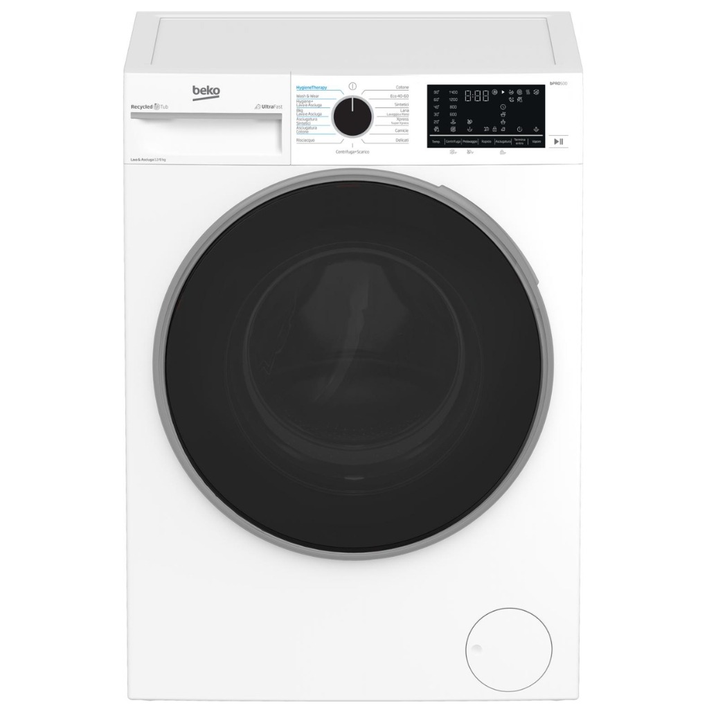 Beko BDT512844S Lavasciuga 12 + 8 Kg Centrifuga 1400 Giri Inverter Vapore Libera installazione Classe D