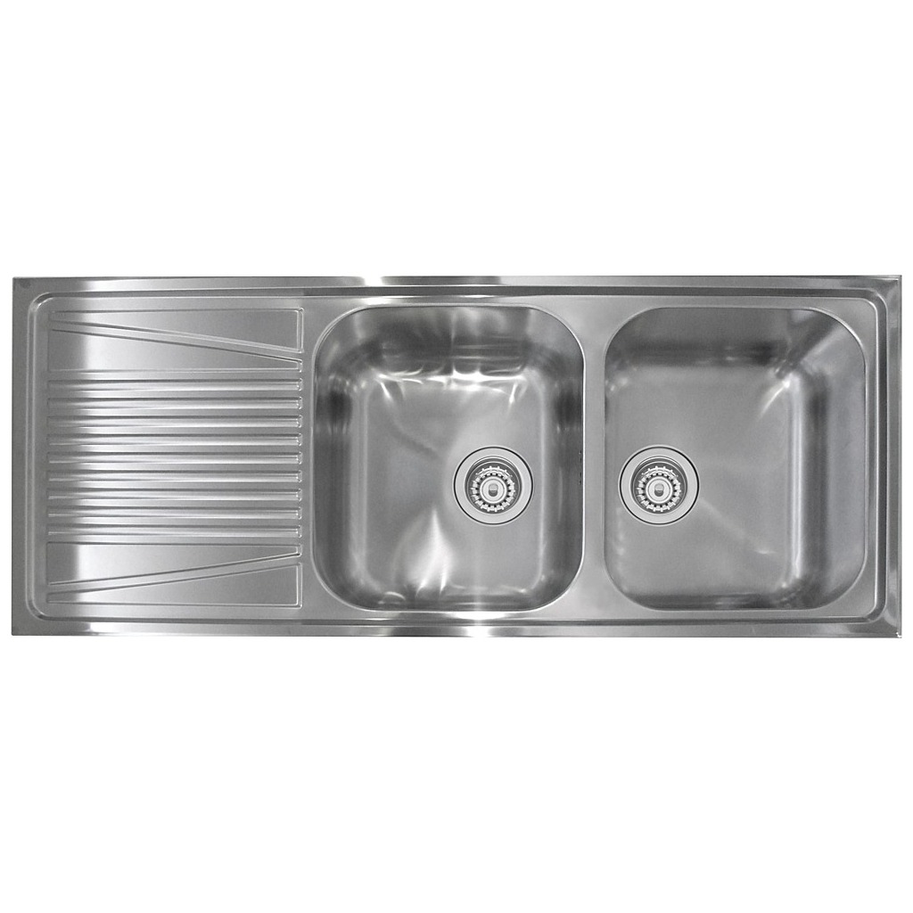 Plados Telma CO11622 - OLYMPUS Lavello incasso cm. 116 x 50 - inox 2 vasche dx + gocciolatoio sx