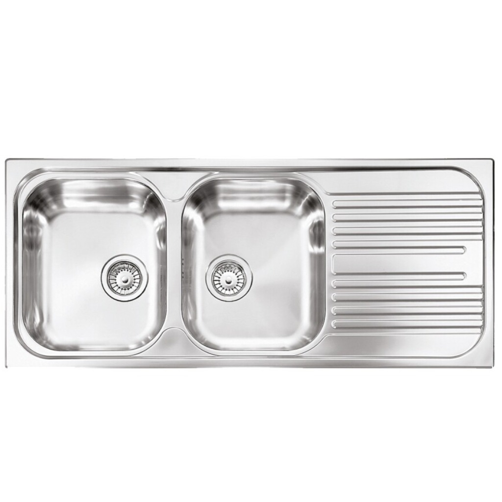 Plados Telma TL11621 Universal Lavello cm. 116 x 50 - inox 2 vasche sx + gocciolatoio dx