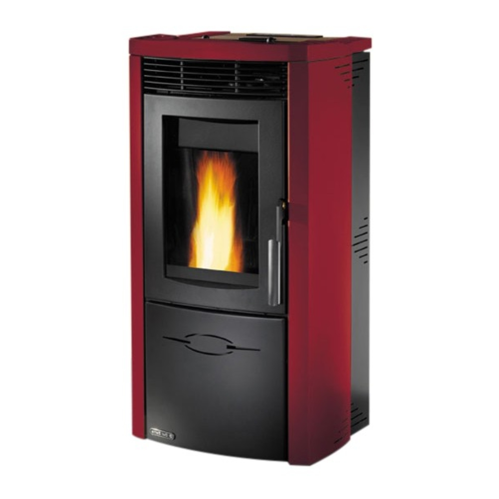 Dal Zotto Vally Stufa a Pellet Idro 10 KW Bordeaux Acciaio Verniciato Top in Maiolica