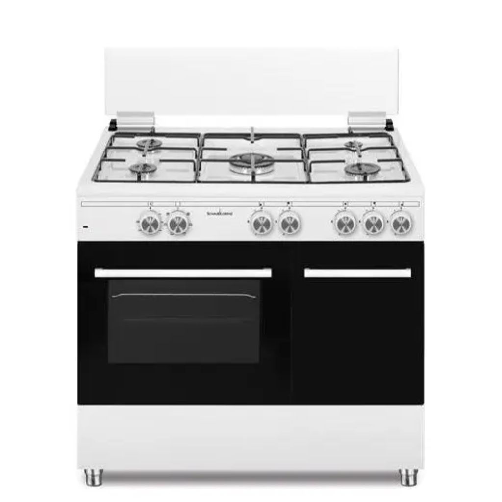 Schaub Lorenz SS590GEW Cucina 90x60 5 Fuochi Forno Gas Grill Elettrico Portabombola Bianca