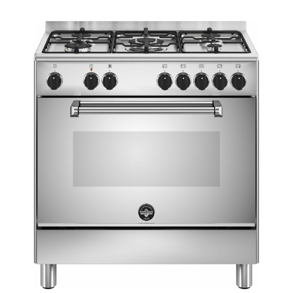 Bertazzoni La Germania Americana AMN855EXV24 Cucina a Gas Piano cottura 5 Fuochi Forno lettrico Multifunzione 73 L Classe A Inox